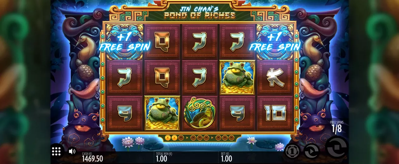 Jin Chan's Pond of Riches slot screenshot of the reels