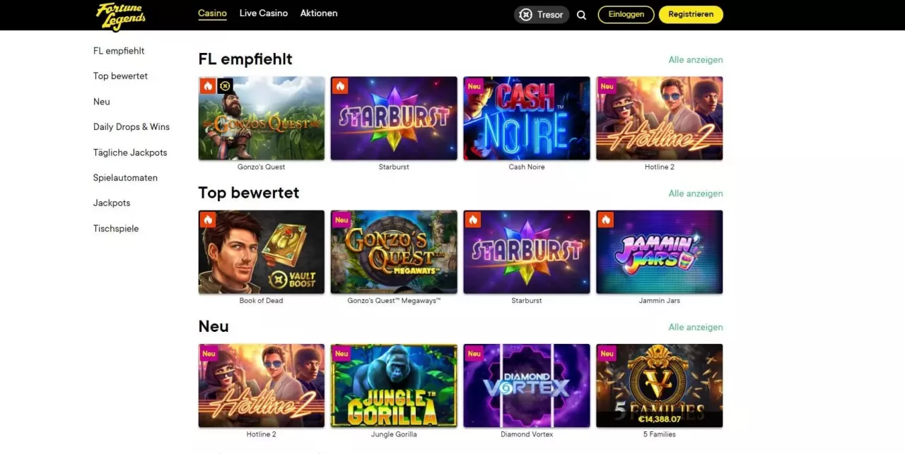 Fortune Legends Casino Spiele
