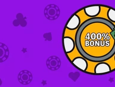 400% Deposit Bonus on purple background