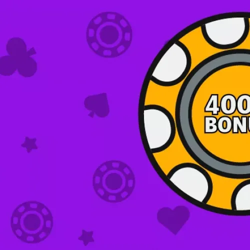 400% Deposit Bonus on purple background