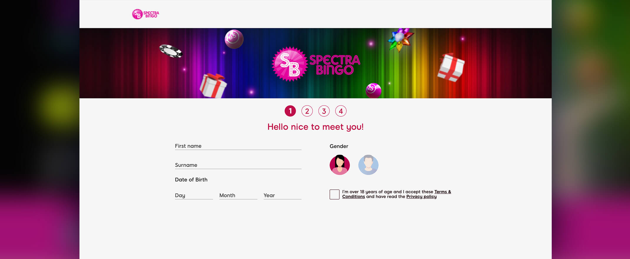 Spectra Bingo registration screenshot #ad