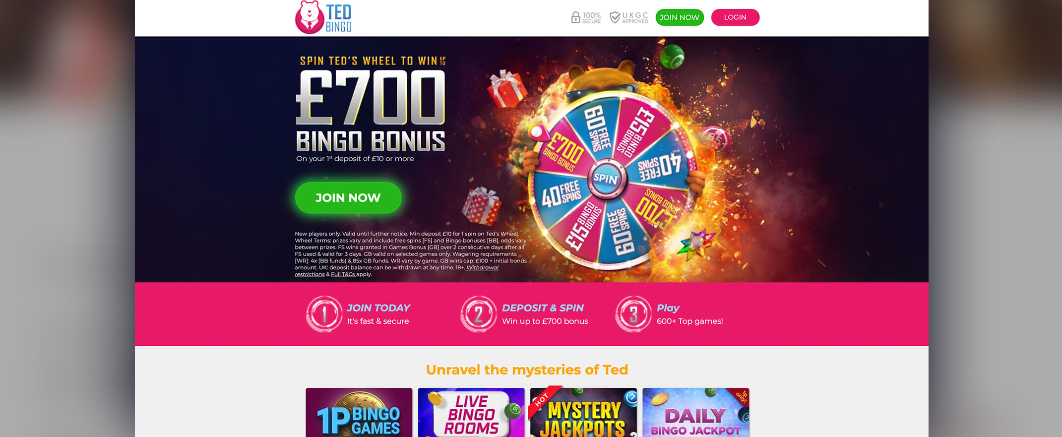 Ted Bingo homepage screenshot #ad