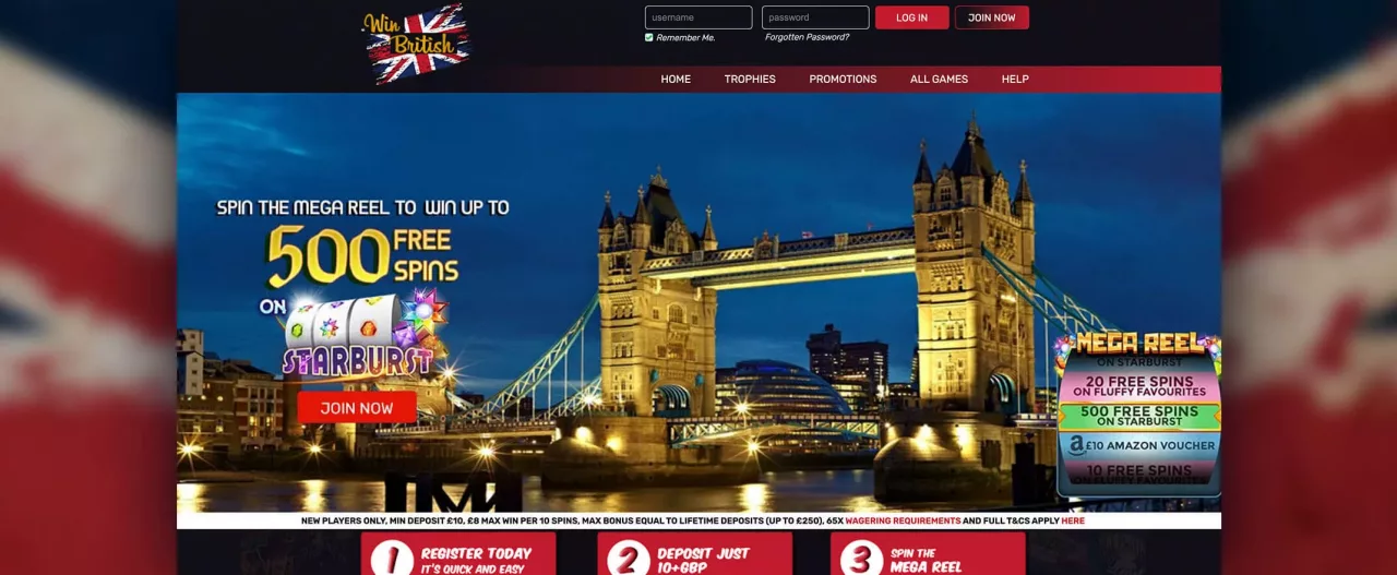 Win British Casino Review Screenshot