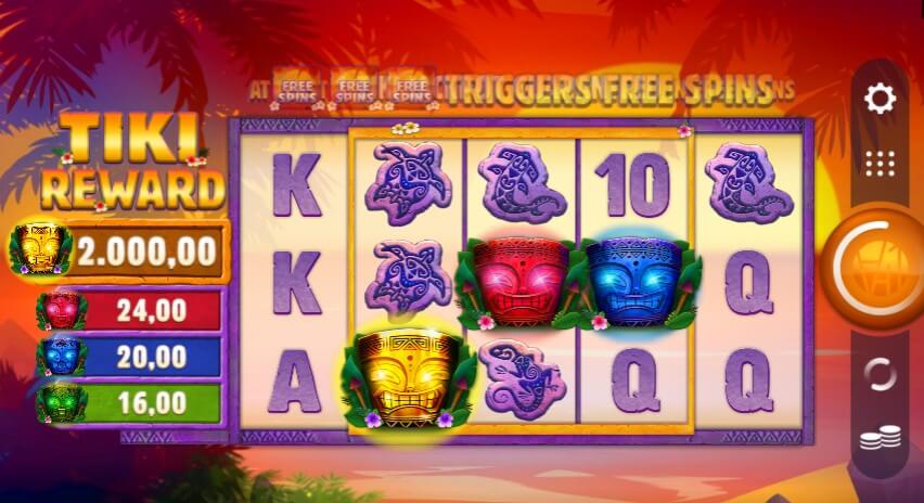 Tiki Reward Spielautomaten Bewertung, Walzen und Symbolen