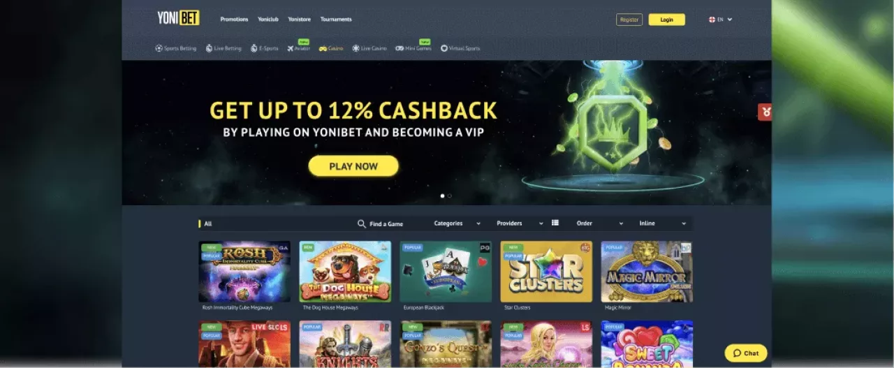 Yonibet Casinon peliautomaatit