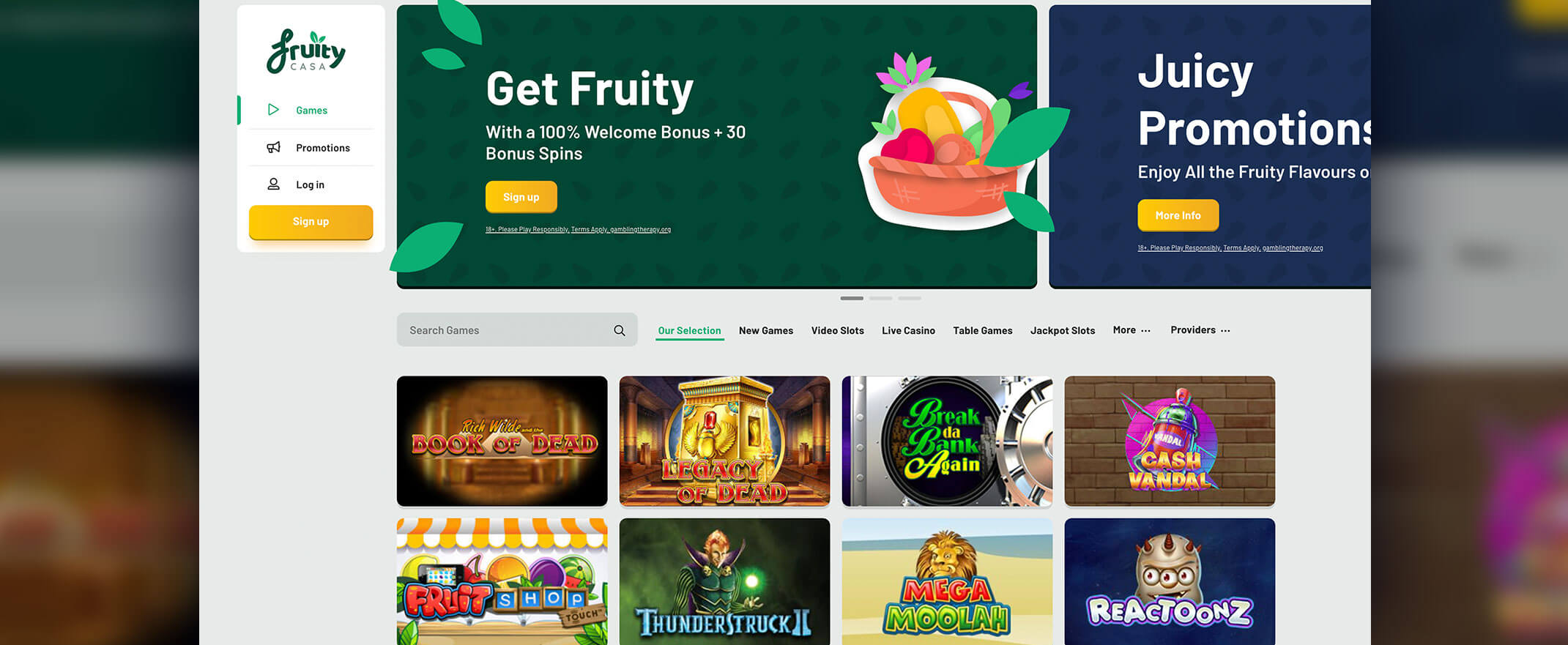 Fruity Casa homepage screenshot