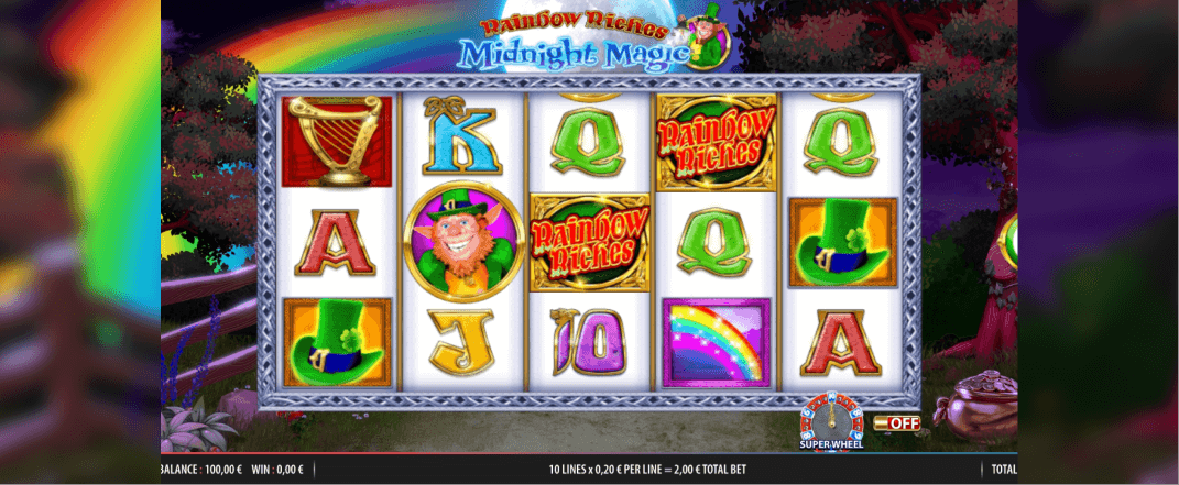 Rainbow Riches Midnight Magic Spielautomat, Walzen und Symbolen