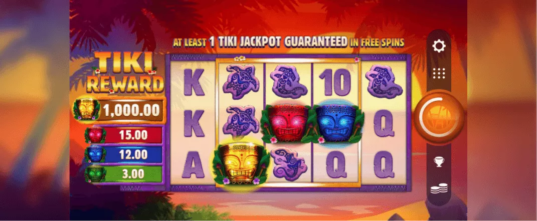 Tiki Reward slot screenshot of the reels