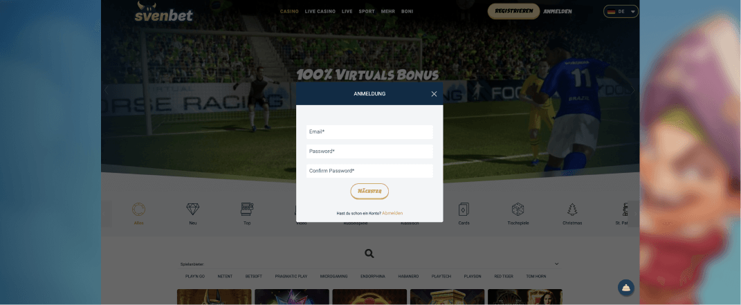 Svenbet Casino konto eröffnen