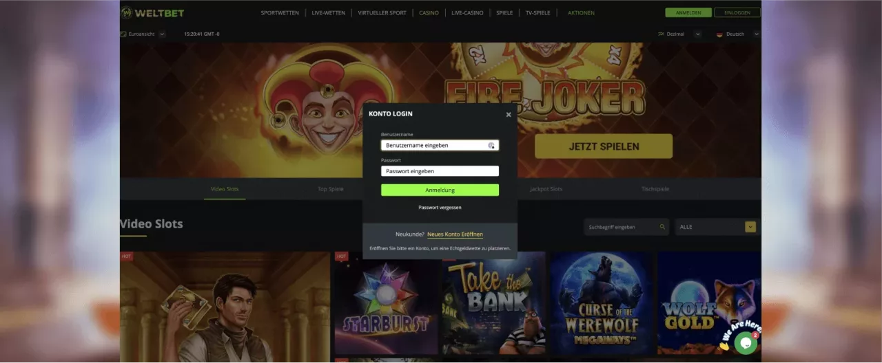 Weltbet Casino anmeldungformular