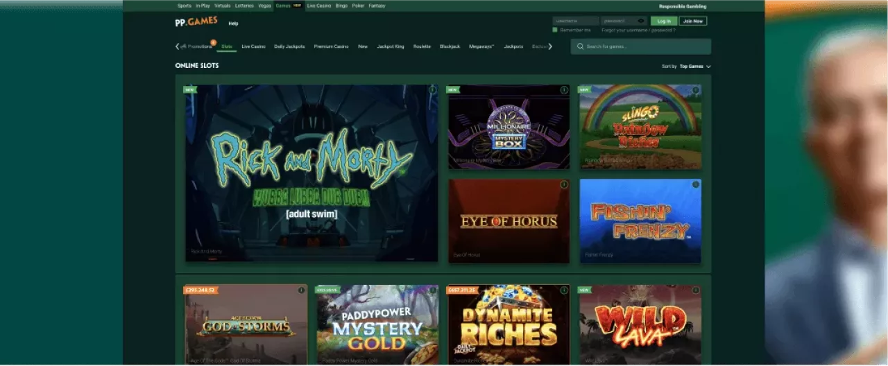 Paddy Power Casino games screenshot