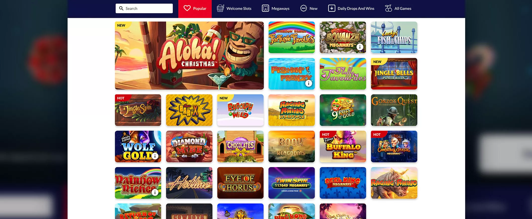 Kerching Casino games screenshot