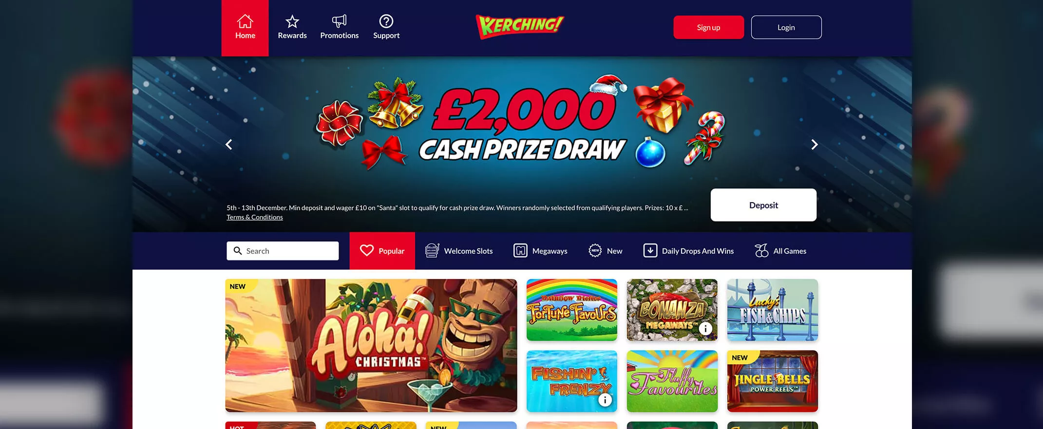Kerching Casino homepage screenshot