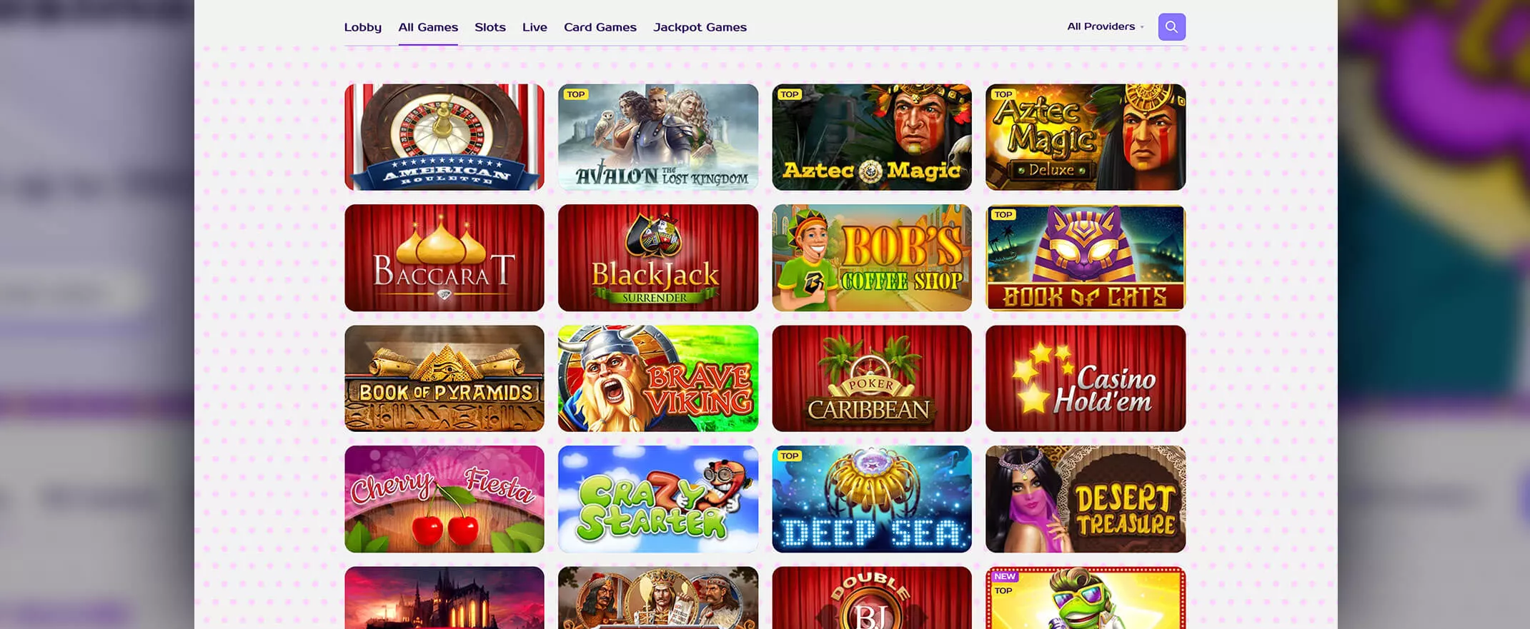 Kim Vegas casino screenshot of the games