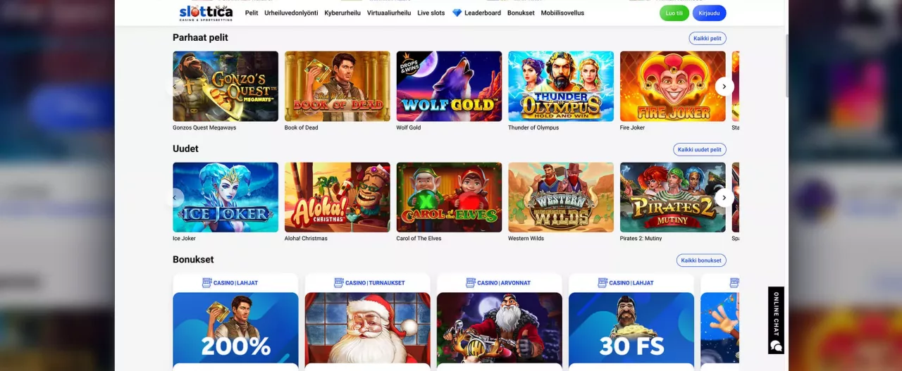 Slottica Casinon peliautomaatit