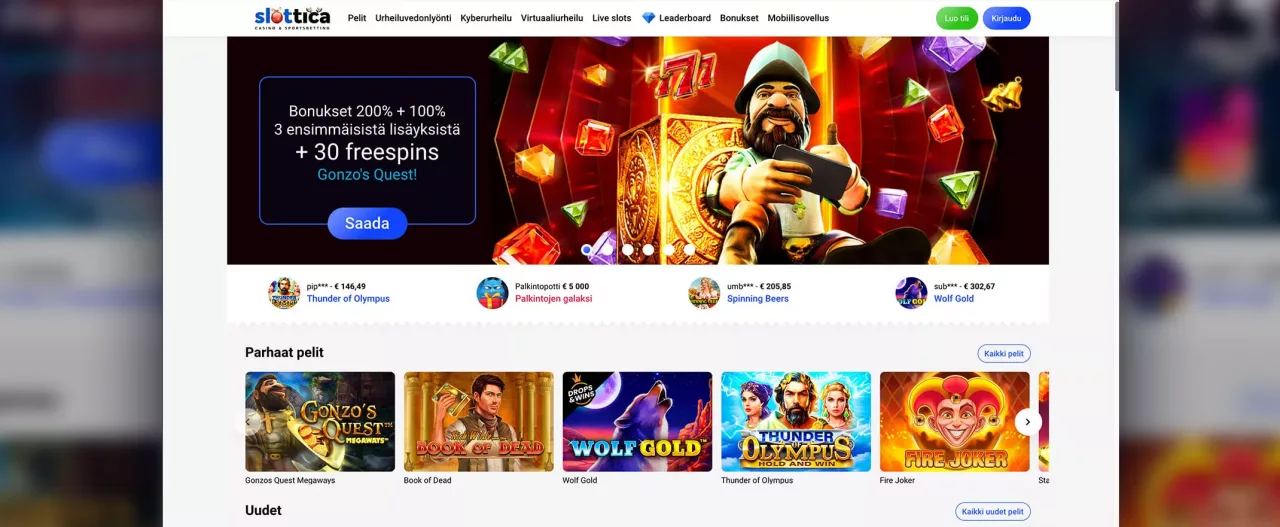Slottica Casinon etusivu