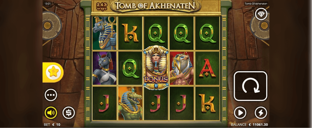 Tomb of Akhentaten slot screenshot of the reels