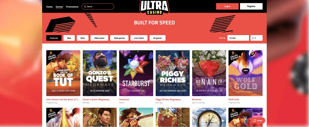 Ultra Casino screenshot of the games