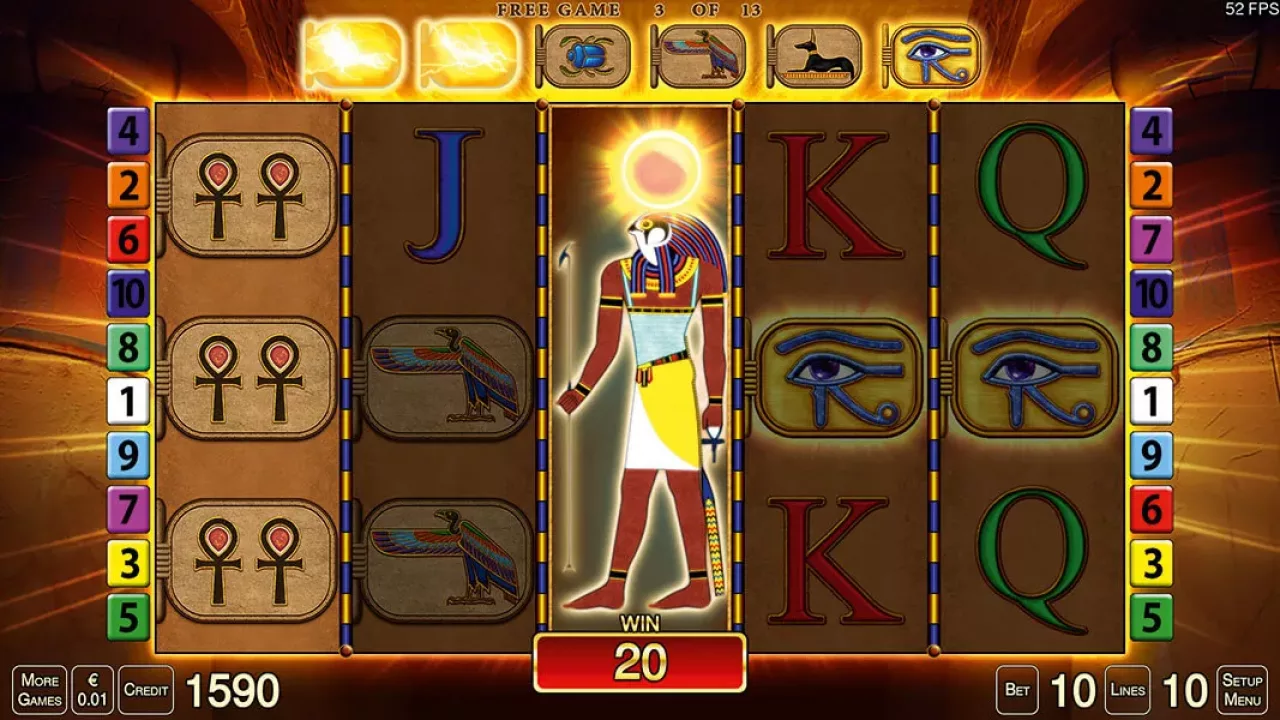 Eye of Horus Spielautomaten Bewertung, Walzen und Symbolen