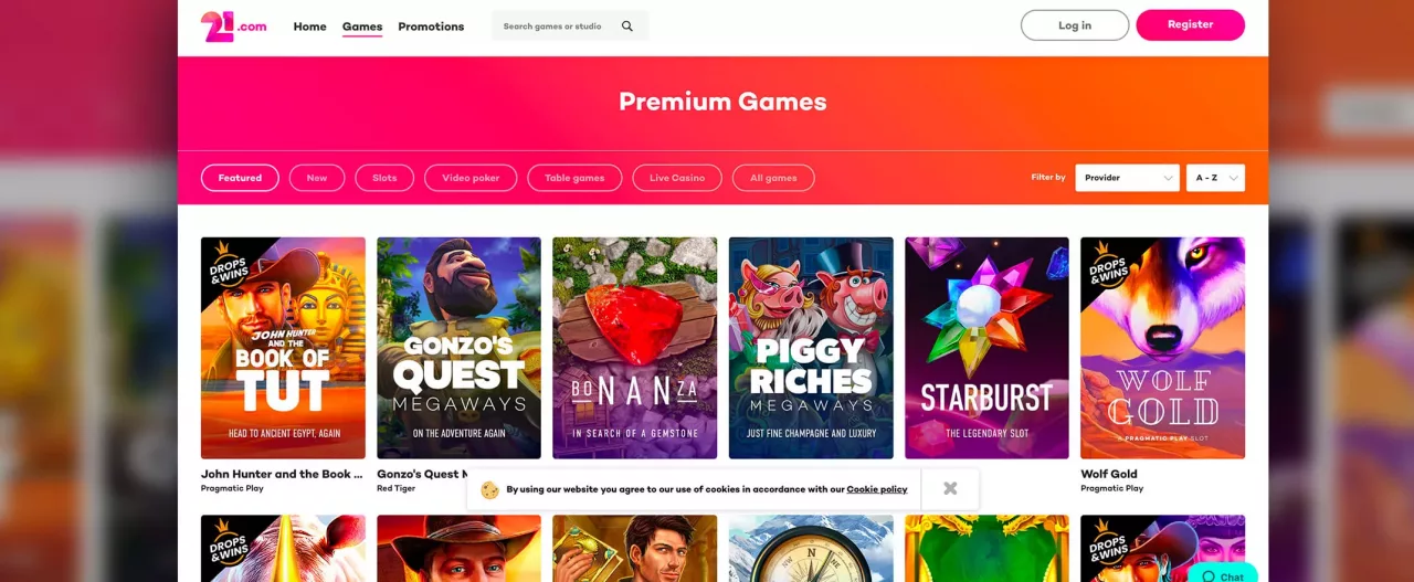 21.com games screenshot