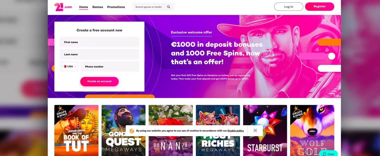 21.com homepage