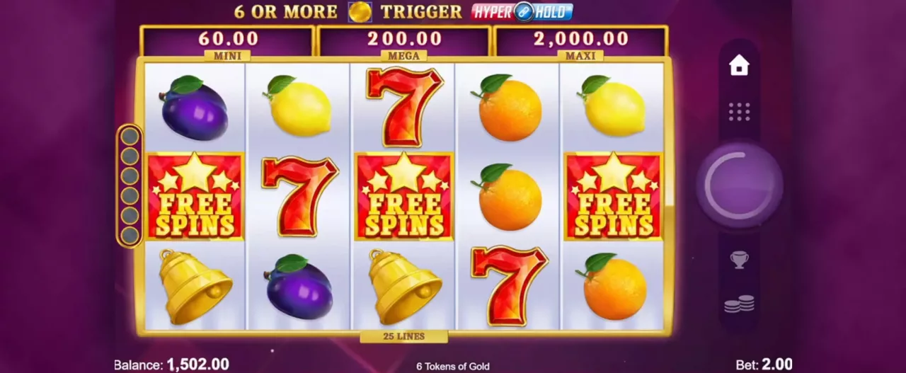 6 Tokens of Gold slot screenshot of the reels