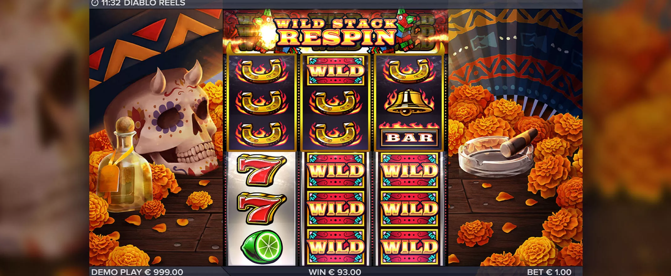 Diablo Reels slot screenshot of the reels