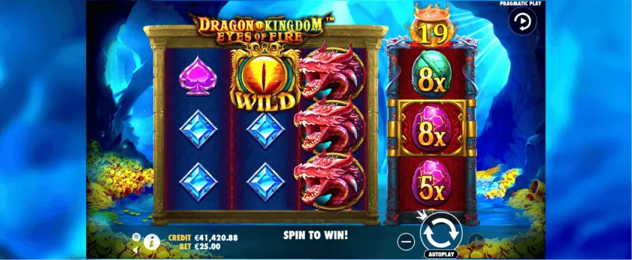 Dragon Kingdom: Eyes of Fire slot screenshot of the reels