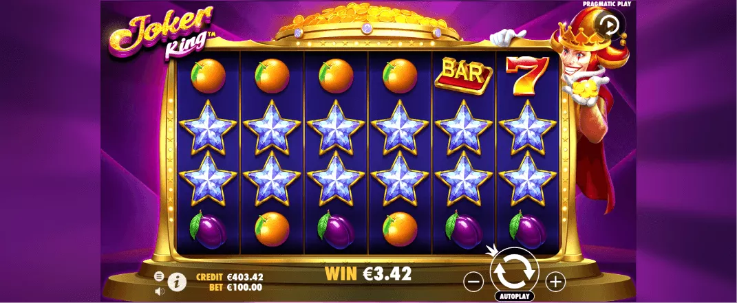 Joker King slot screenshot of the reels