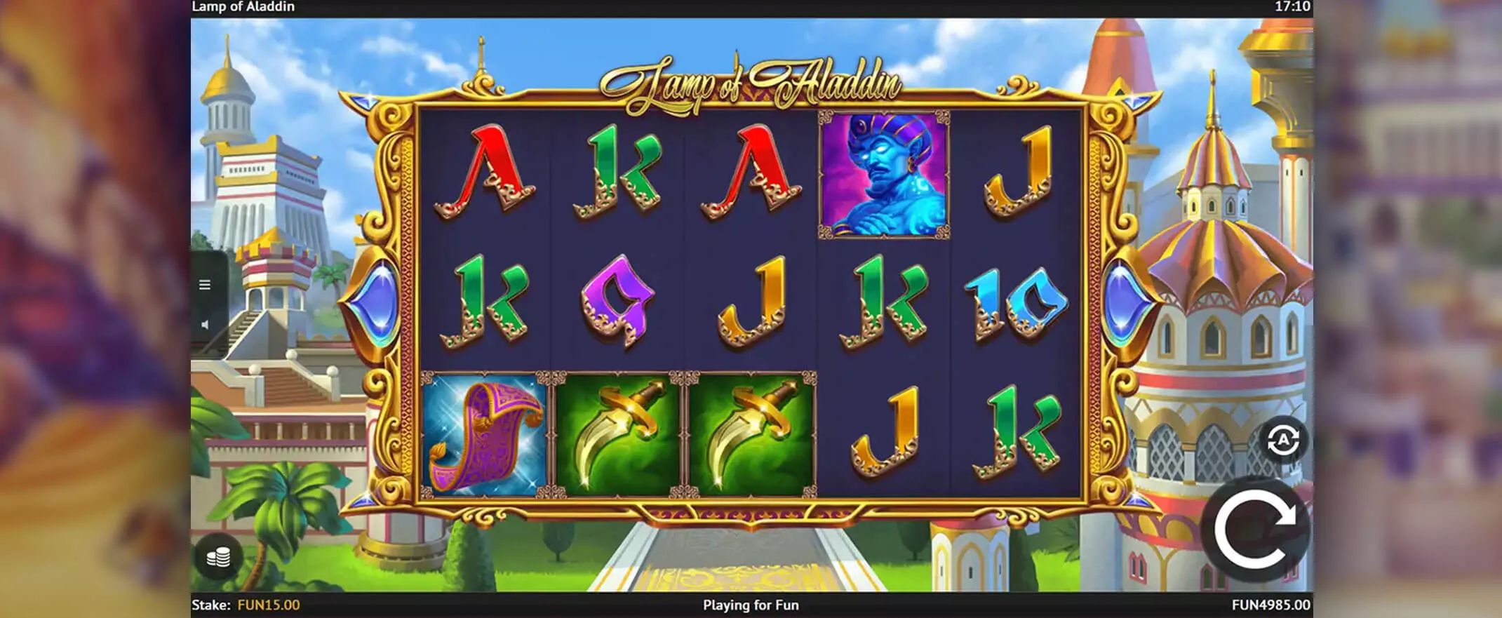 Lamp of Aladdin slot screenshot of the reels