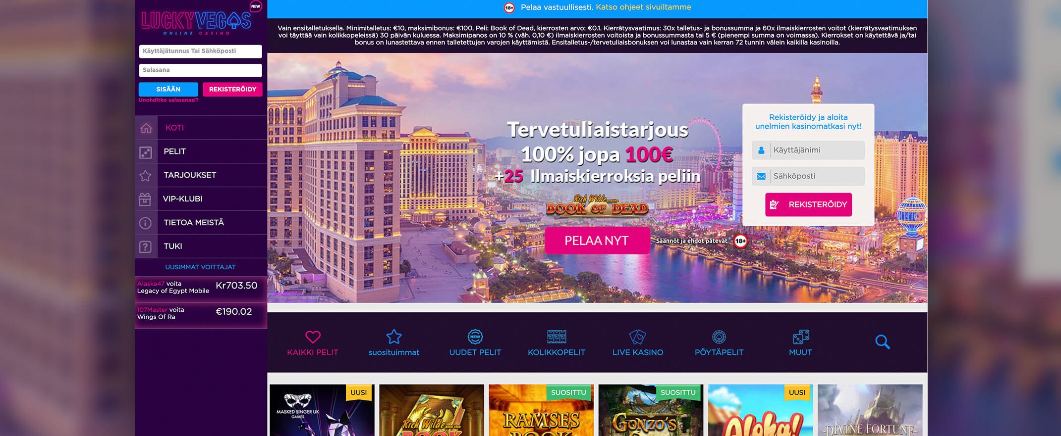 Lucky Vegas Casinon etusivu