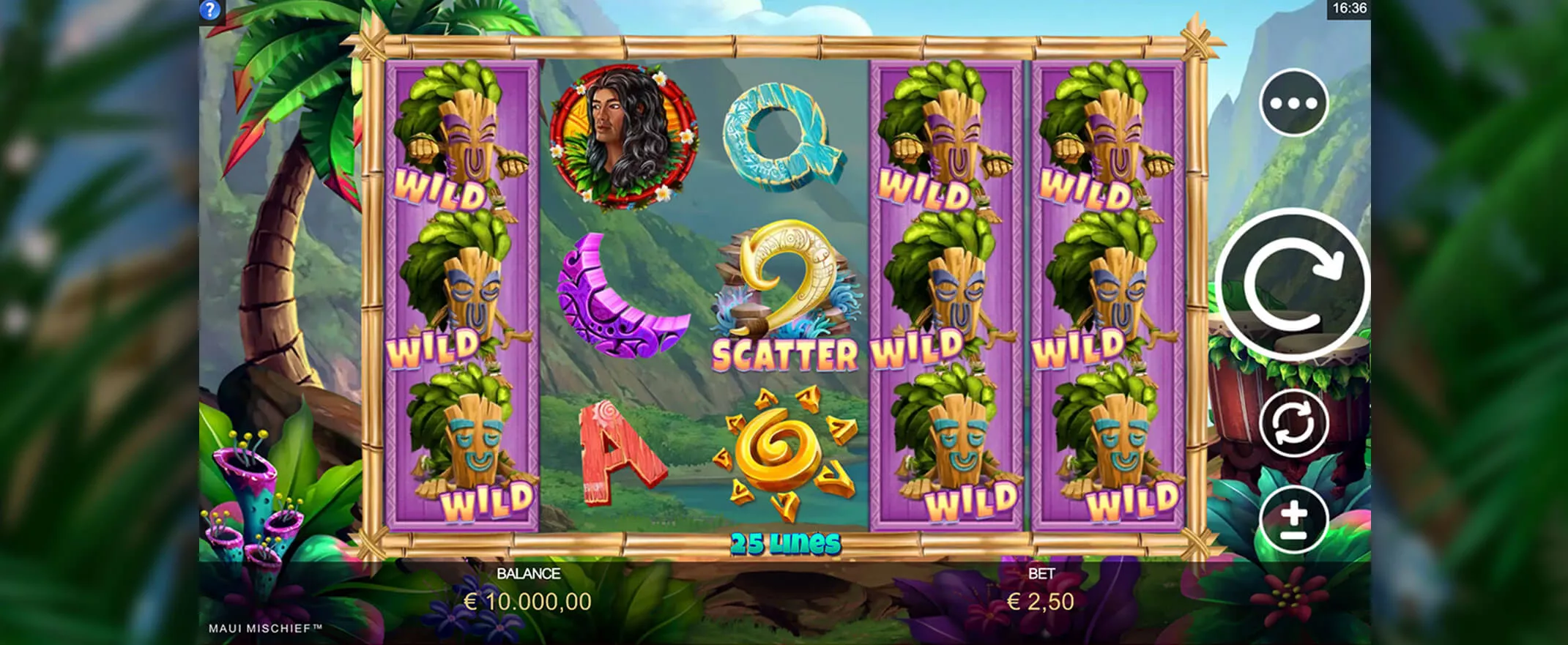 Maui Mischeif slots screenshot of the reelst