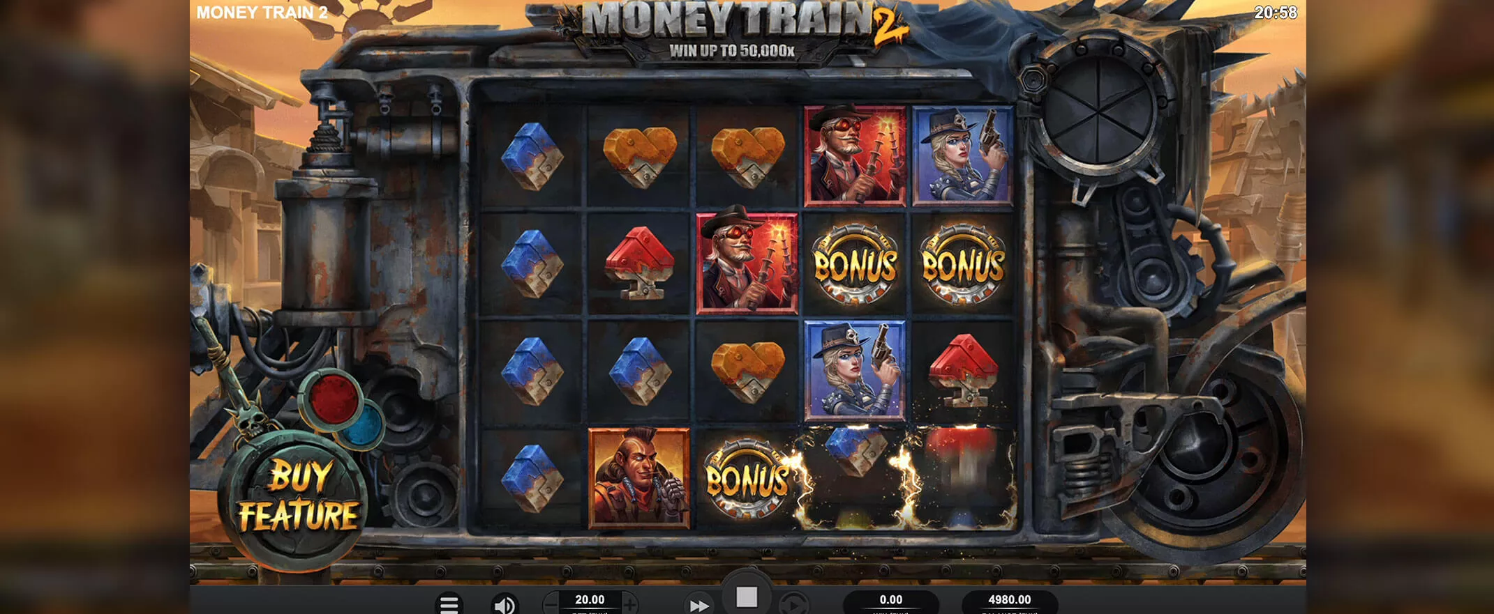 Money Train 2 slot screenshot of the reels