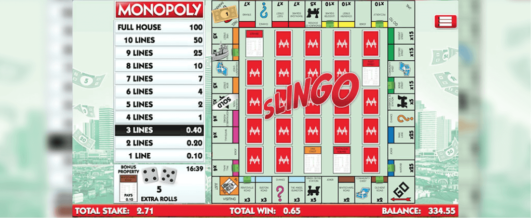 Slingo Monopoly screenshot