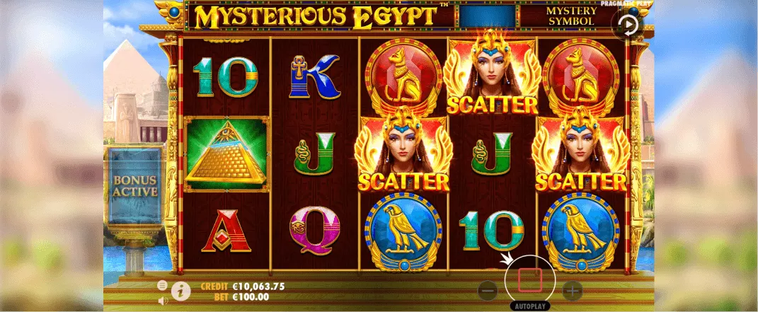 Mysterious Egypt slot screenshot of the reels