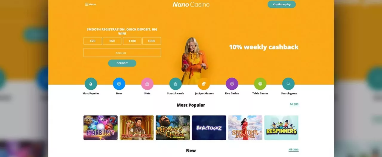 Nano casino homepage