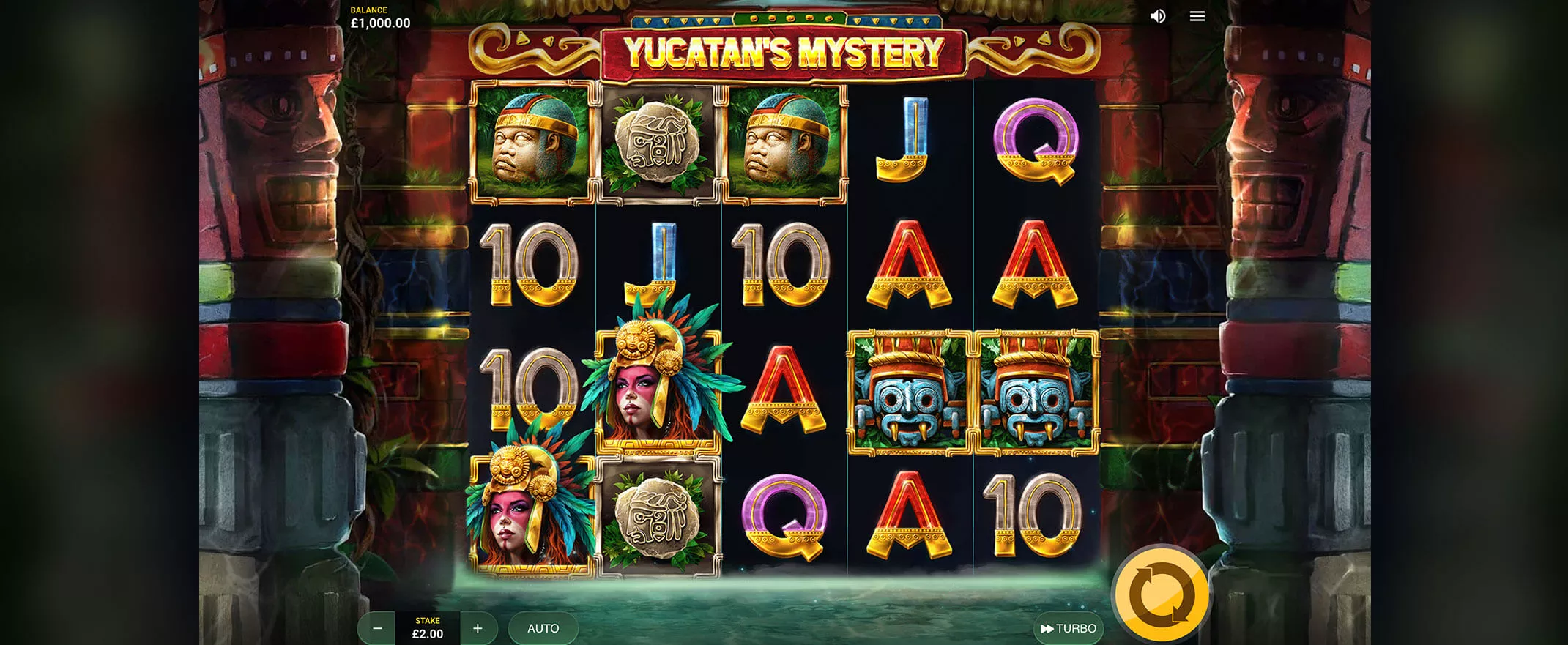 Yucatan's Mystery slot screenshot of the reels