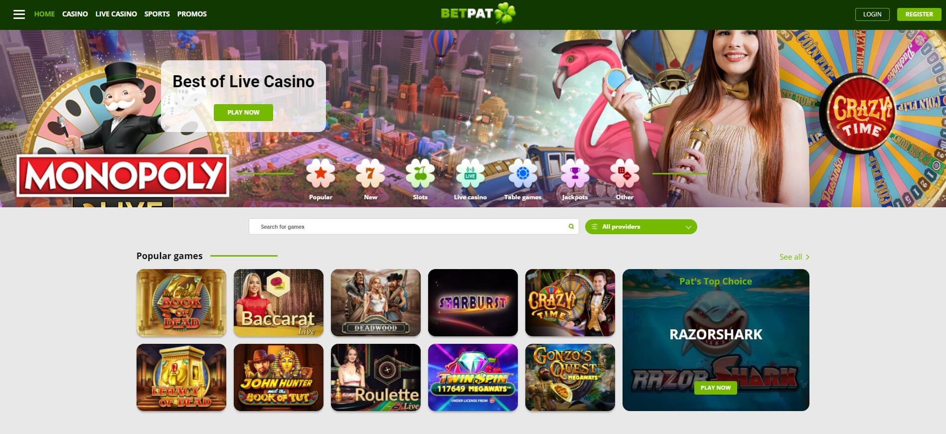 BetPat Casino peliautomaatit