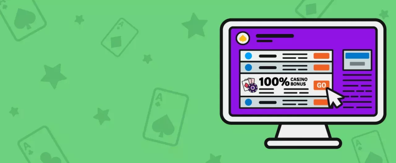 Bonus code click offer screenshot on desktop on green background