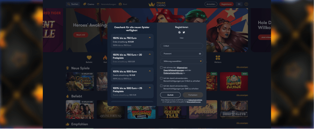 Frank Casino registrierung