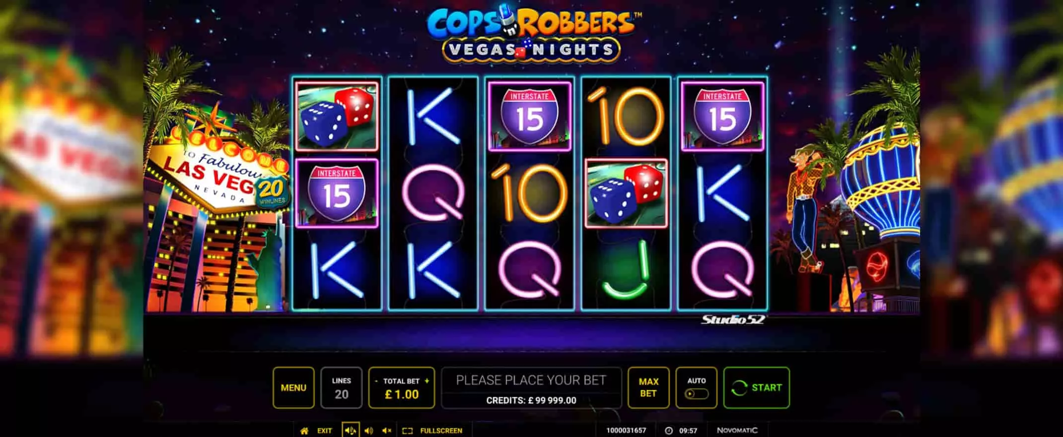 Cops n Robbers Vegas Nights slot screenshot of the reels