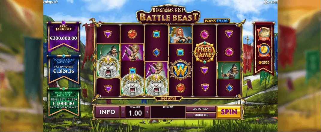 Kingdoms Rise Battle Beast videoslot screenshot