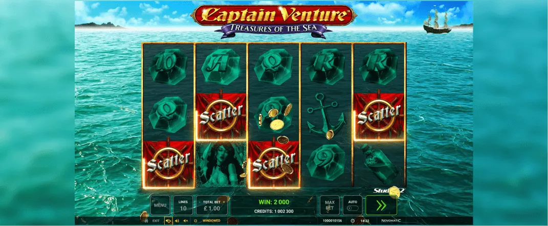Captain Venture: Treasures of the Sea Spielautomaten Bewertung, Walzen und Symbolen