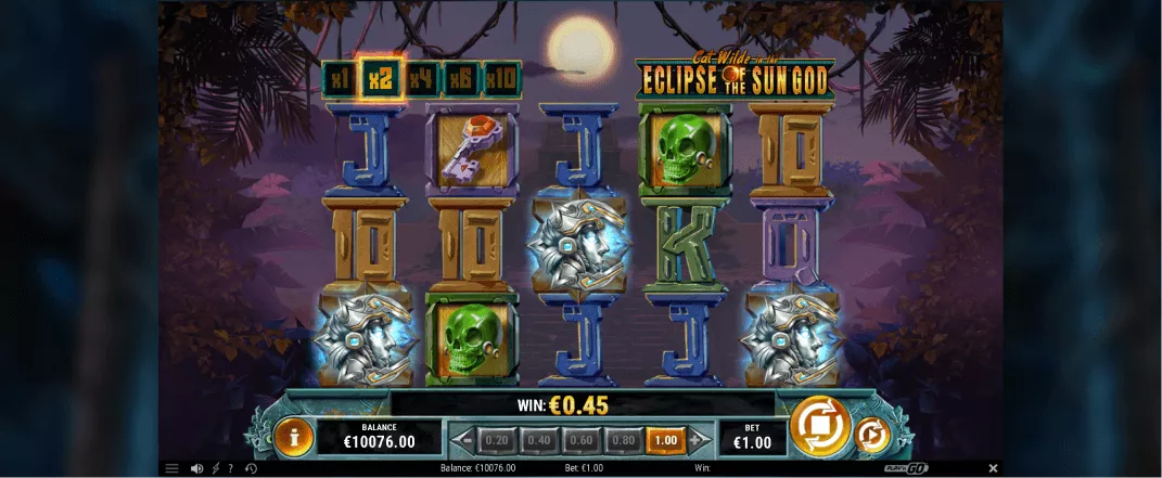 Cat Wilde and the Eclipse of the Sun God slot screenshot of the reels