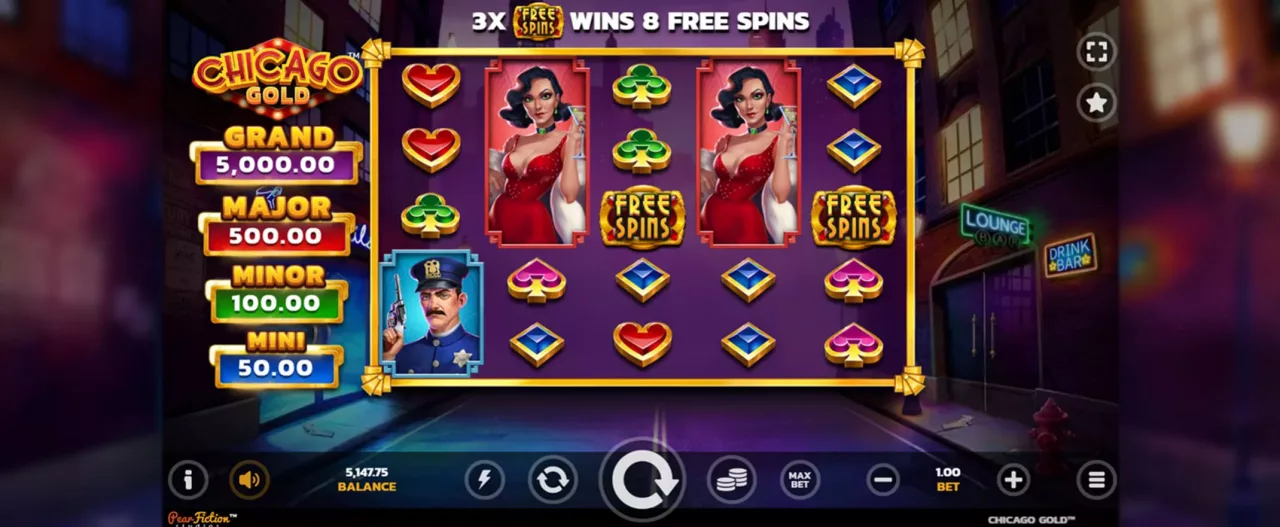 Chicago Gold slot screenshot of the reels
