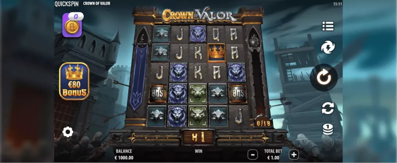 Crown of Valor slot screenshot of the reels