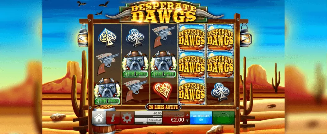 Desperate Dawgs slot screenshot of the reels