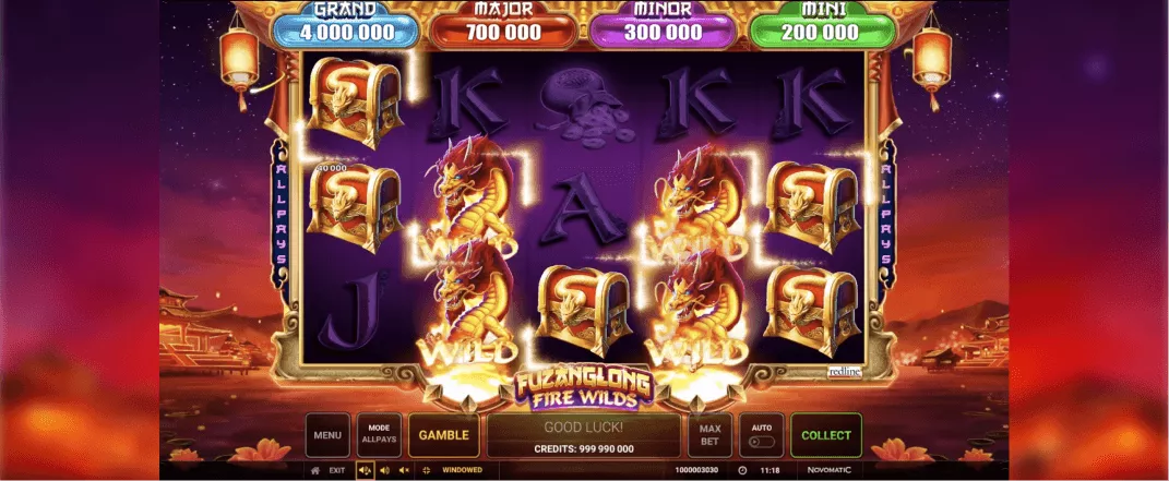Fuzanglong Fire Wilds slot screenshot of the reels