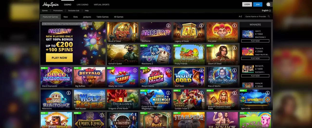 Hey Spin screenshot of the games
