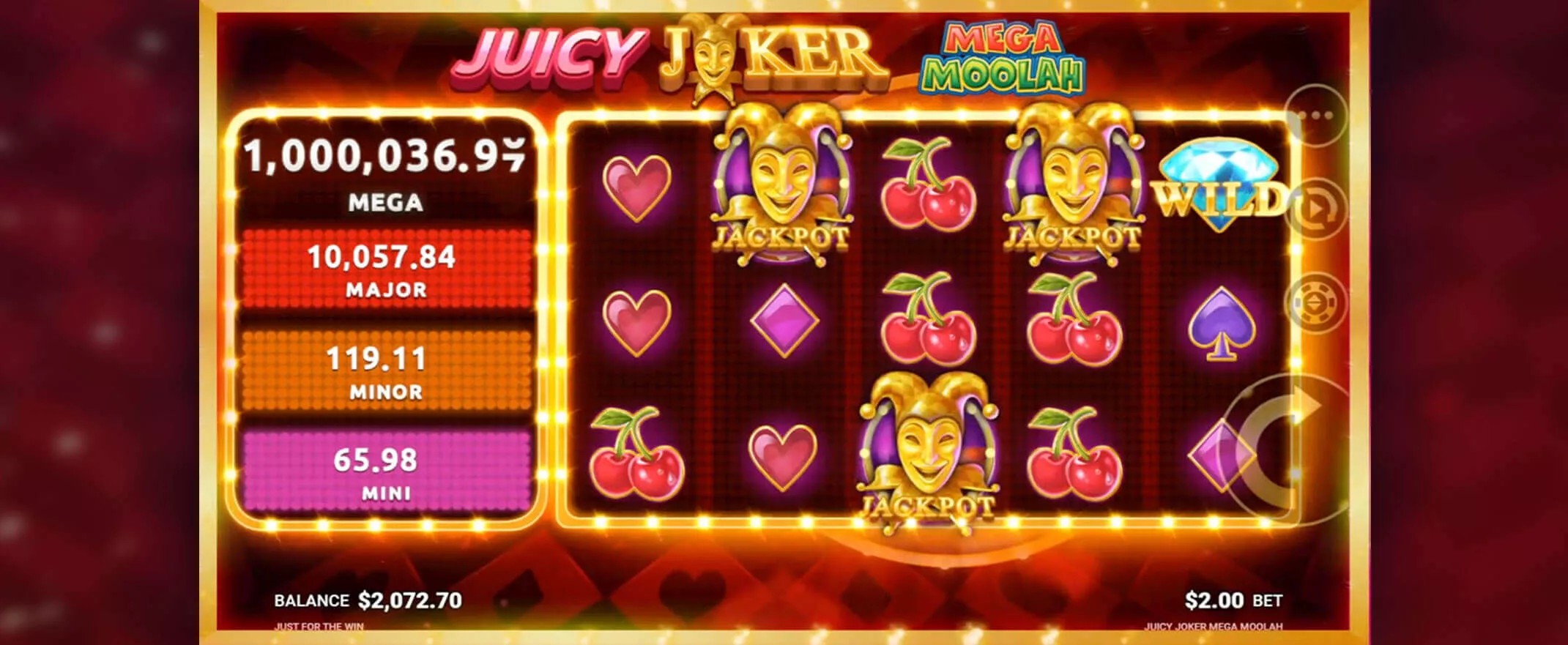 Juicy Joker Mega Moolah screenshot of the reels and rows